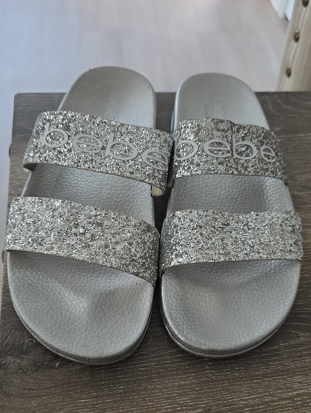 Bebe Glitter Slide Sandals